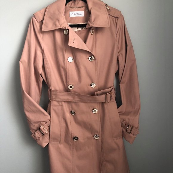 Calvin Klein Hooded Trench Coat in Hazelnut - Picture 1 of 6